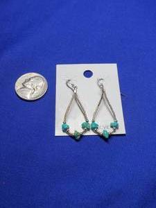 lot 113 image: Sterling Silver and Turquiose Dangle earrings