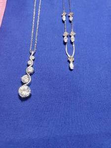 lot 228 image: lot of 2 jeweled 925 stamped necklaces