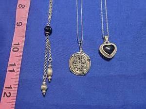 lot 227 image: lot of 3 925 stamped necklaces