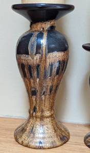 Pair of Stoneware Candleholders