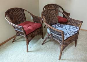 Three Woven Wicker Chairs