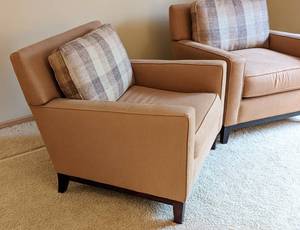 Pair of Beautiful Rose Gold Upholstered Armchairs