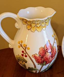 Decorative Ceramic Pitchers and Dish Set