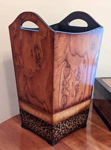 Decorative Wood Look Trash Bin and Box