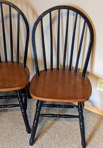 lot 42 image: Black Painted Wood Dining Table Set
