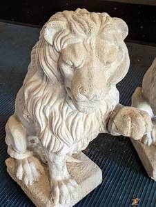 lot 102 image: Pair of Cement Lion Statues