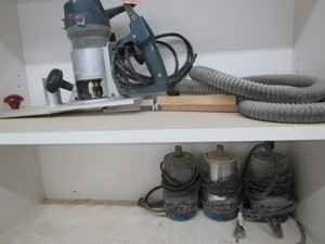 lot 166 image: Bosch plunge router & three motors...