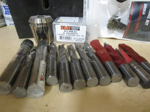 lot 314 image: CNC bits, qty 14 with collet & hing...