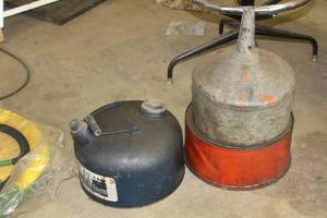 lot 671 image: Metal Gas Can, (2) Metal Funnels