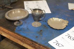 lot 768 image: Lot of (3) Vintage Silver-plated Servingware
