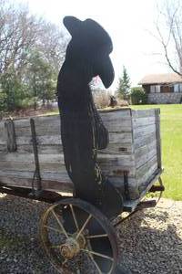 lot 909 image: Cowboy Sillouhette Wood Lawn Dcor