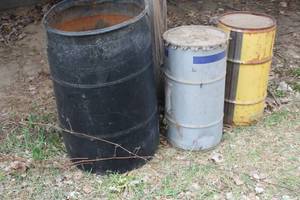 lot 1059 image: (2) Metal Drums, (1) Plastic Barrel