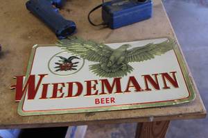 lot 1091 image: Wiedemann Beer Cardboard Sign