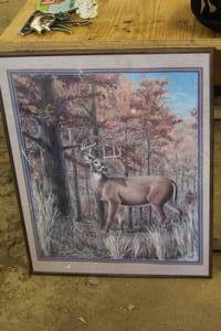 lot 1114 image: Deer by Beck circa 1988 Signed Wall Art , Wood FrameTriple Matte