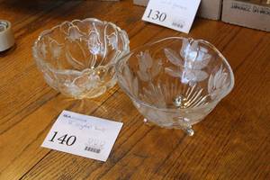 lot 140 image: Lot of (2) Crystal Serving Bowls