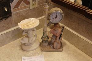 lot 188 image: Porcelain Table Clock, Porcelain Soap Dish