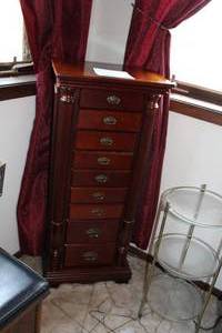 lot 207 image: Wooden Jewelry Armoire 9-drawer