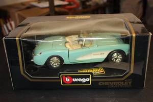 lot 241 image: 1957 Chevy Corvette Diecast Metal 118 Scale Model (in original box)
