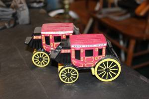 lot 263 image: Lot of (2) Wells Fargo Theme Cast Iron Coin Banks with Keys