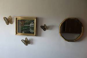 lot 1794 image: Wall Clock, Framed Wall Art, Butterfly Dcor
