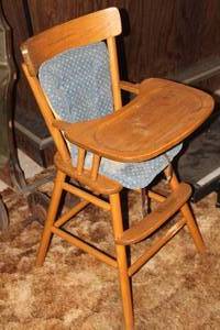 lot 1801 image: Vintage Baby Wood High Chair