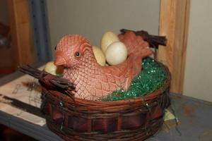 lot 1831 image: Easter Basket with Hen and Eggs