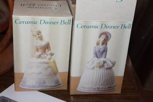 lot 1836 image: Lot of (2) Southern Bell Theme Ceramic Dinner Bells (New In Box )