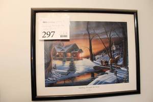 lot 297 image: Dashing Through the Snow by Ron Iverson Signed Print , FramedSingle Matte
