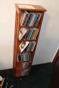 lot 300 image: Wood CD Holder with Music CDs