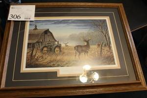 lot 306 image: Old Rivals by Larry Zach Signed Print , Wood FrameTriple MatteGlass