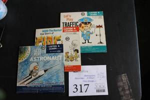 lot 317 image: Lot of (3) Childrens 7,33-13rpm Vinyl Records - Lets Plat Traffic, Agoo The Hunter, Lets Play Astronaut