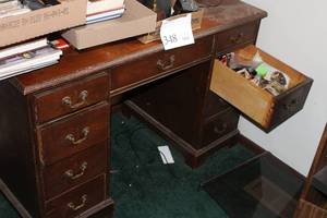 lot 350 image: Wood Office Desk 9-drawer
