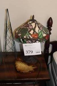 lot 379 image: Table Lamp, Windmill Stand, Glass Dish