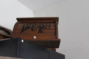 lot 430 image: (2) Bread Boxes, (1) Hanging Corner Shelf