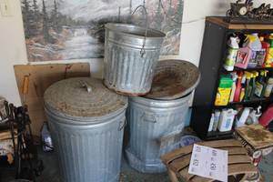 lot 448 image: Lot of (3) Steel Garbage Cans