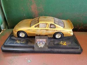 lot 510 image: Joe Nemecek #42 NASCAR 50th Anniversary Theme Diecast Metal Scale Model Stock Car with Base
