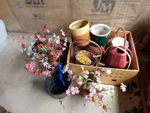lot 1741 image: Plant Pots, Wire Baskets, Wicker Baskets, Water Can