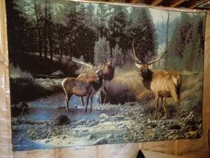lot 1799 image: 9 Deer Down By The River Theme Wall ArtRug