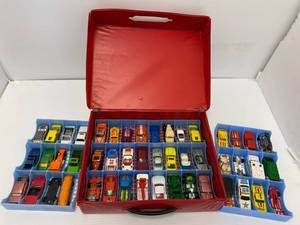 lot 2 image: Group OF Misc. HotWheels And Matchbox Cars In Carrying Case