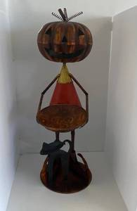 lot 32 image: Large Metal Halloween Candy Holder
