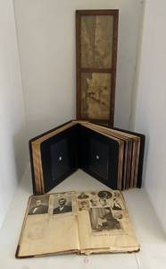 lot 33 image: Group Including Vintage ScrapBook, Framed Photos and Vintage Photo Album