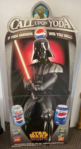 lot 79 image: Very Cool Pepsi Star Wars Episode III Call Upon Yoda Freestanding Cardboard Advertising Piece