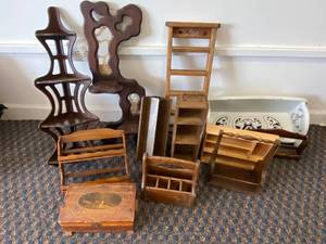 lot 84 image: Group OF Vintage Shelves And wooden Napkin Holders