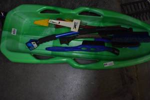 Snow sled and ice scrapers