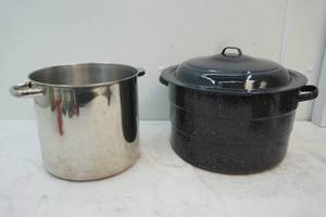 Large enamel canning pot