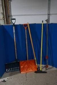 snow shovels, pipe clamp