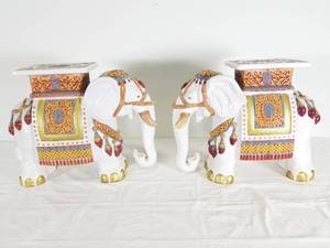 Pair of Ceramic Elephant Plant Stands