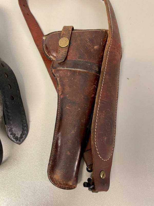 Lot of 2 Vintage Gun Holsters and Belts H. H. Heiser