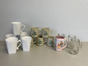 Lot of CorningWare, Stoneware and Glass Mugs