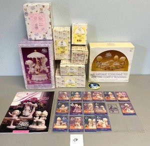 Lot of 8 Precious Moments Figurines  Collector Cards and Magazine